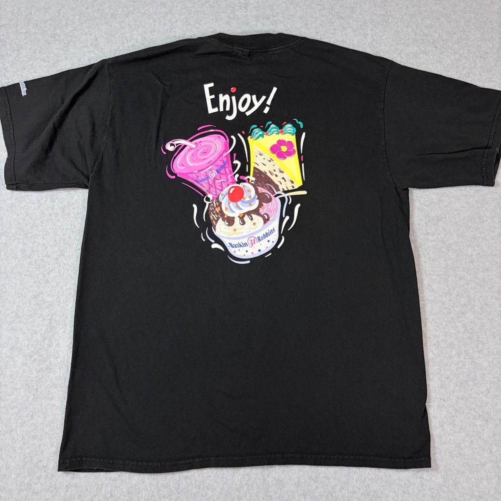 Baskin Robbins Enjoy Graphic T-Shirt Black Tultex Cotton XL Ice Cream Sundae